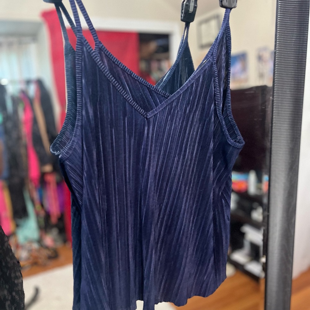 Blue Satin Tank Top